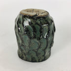Japanese Ceramic Sake Cup Vtg Pottery Guinomi Ochoko Black Glaze Dimple GU916