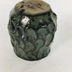 Japanese Ceramic Sake Cup Vtg Pottery Guinomi Ochoko Black Glaze Dimple GU916