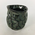Japanese Ceramic Sake Cup Vtg Pottery Guinomi Ochoko Black Glaze Dimple GU916