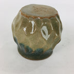Japanese Ceramic Sake Cup Vtg Pottery Guinomi Ochoko Green Brown Dimple GU 917