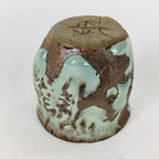 Japanese Ceramic Sake Cup Vtg Pottery Guinomi Ochoko Green Brown GU 919