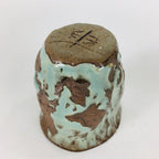 Japanese Ceramic Sake Cup Vtg Pottery Guinomi Ochoko Green Brown GU 919
