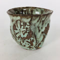 Japanese Ceramic Sake Cup Vtg Pottery Guinomi Ochoko Green Brown GU 919
