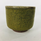 Japanese Ceramic Sake Cup Vtg Pottery Guinomi Ochoko Olive Green Glaze GU909