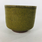 Japanese Ceramic Sake Cup Vtg Pottery Guinomi Ochoko Olive Green Glaze GU909