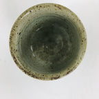Japanese Ceramic Sake Cup Vtg Pottery Guinomi Ochoko Olive Green Glaze GU909
