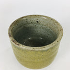 Japanese Ceramic Sake Cup Vtg Pottery Guinomi Ochoko Olive Green Glaze GU909