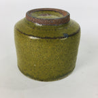 Japanese Ceramic Sake Cup Vtg Pottery Guinomi Ochoko Olive Green Glaze GU909