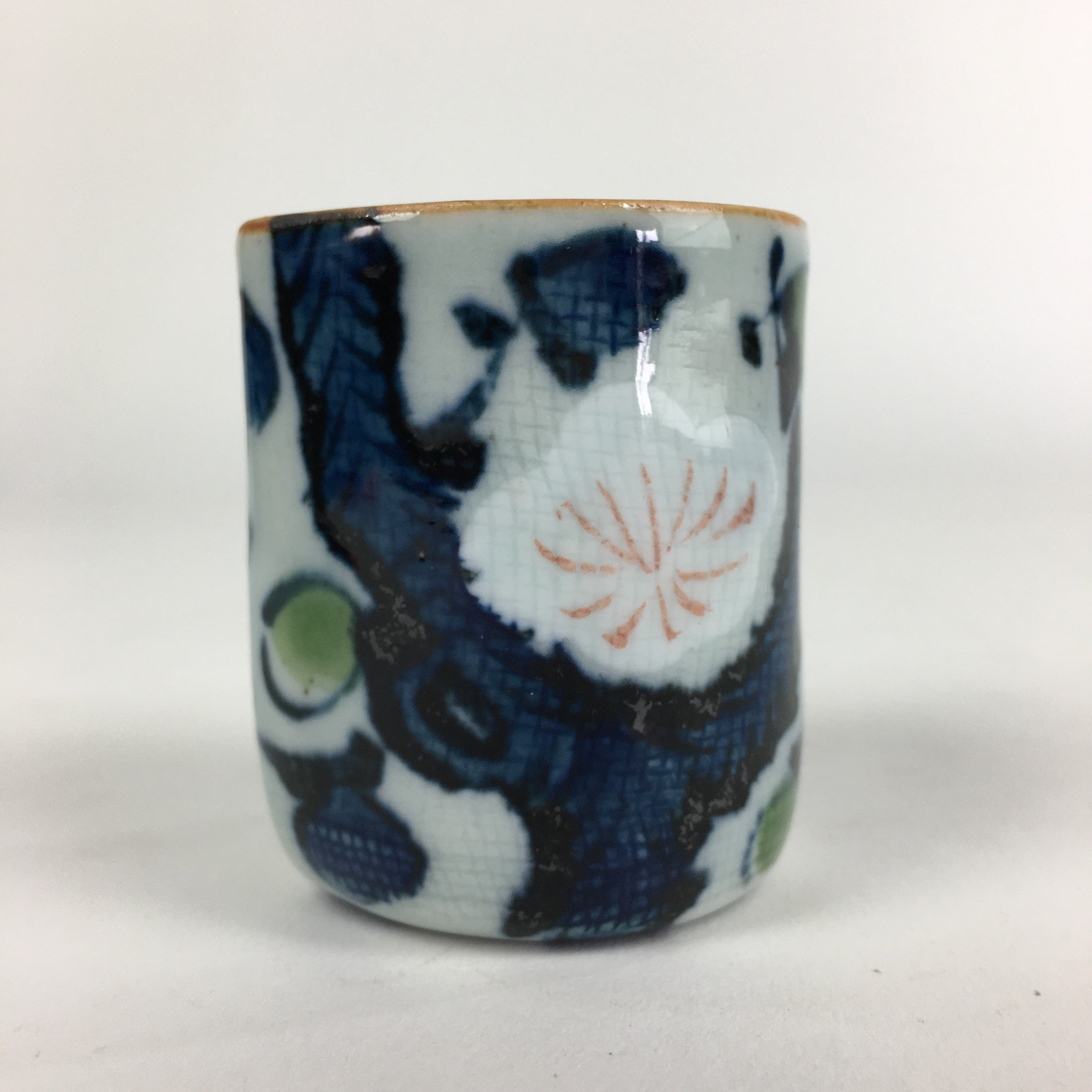 Japanese Ceramic Sake Cup Vtg Pottery Guinomi Ochoko Plum Blossom G55