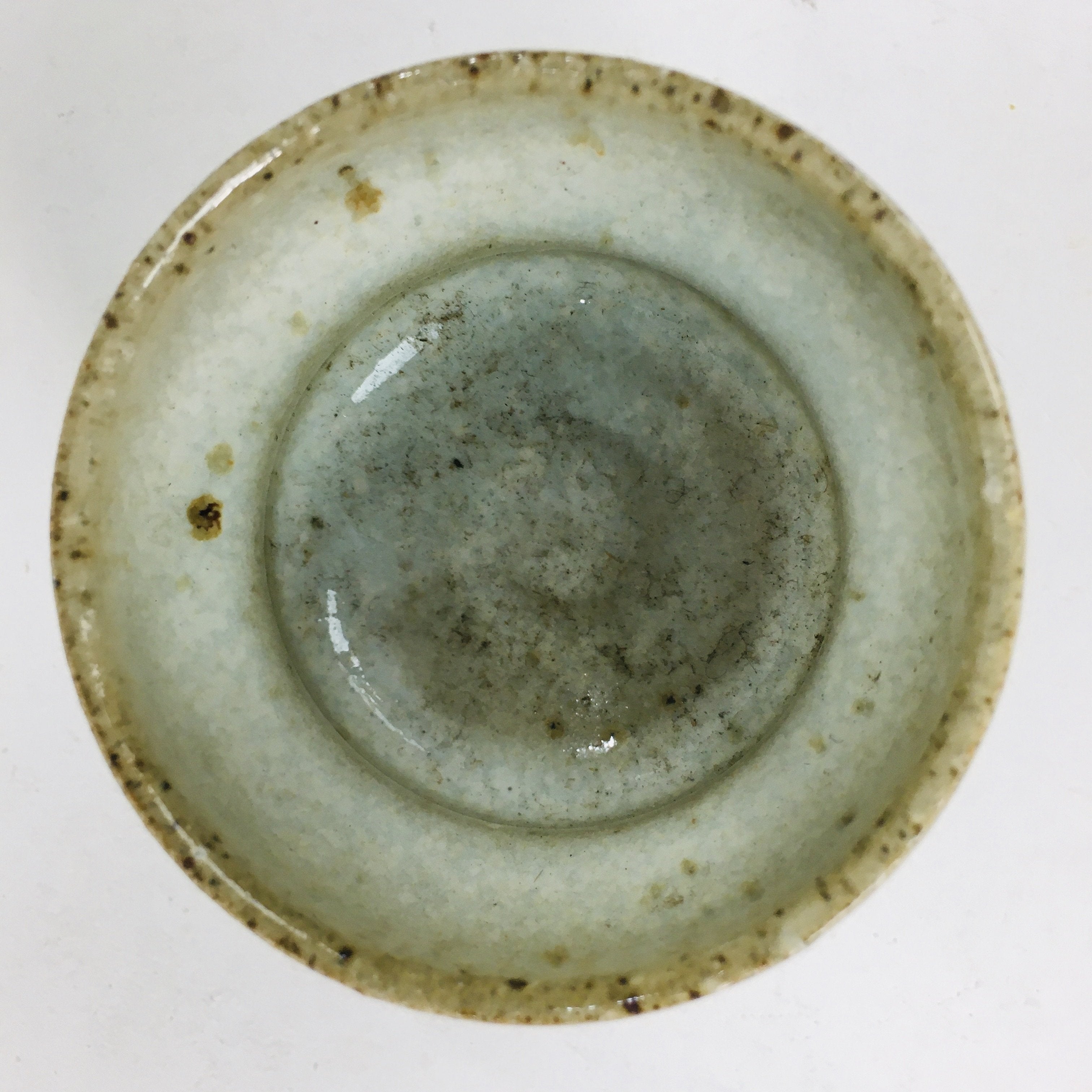 Japanese Ceramic Sake Cup Vtg Pottery Guinomi Ochoko White Glaze GU915