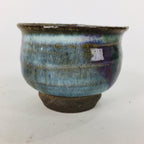 Japanese Ceramic Sake Cup Vtg Pottery Guinomi Ochoko blue Purple Glaze GU910