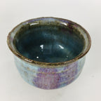 Japanese Ceramic Sake Cup Vtg Pottery Guinomi Ochoko blue Purple Glaze GU910