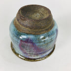 Japanese Ceramic Sake Cup Vtg Pottery Guinomi Ochoko blue Purple Glaze GU910