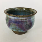 Japanese Ceramic Sake Cup Vtg Pottery Guinomi Ochoko blue Purple Glaze GU910