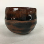 Japanese Ceramic Sake Cup Vtg Pottery Guinomi Sakazuki Ochoko Brown Stripe G4
