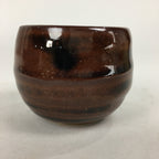 Japanese Ceramic Sake Cup Vtg Pottery Guinomi Sakazuki Ochoko Brown Stripe G4