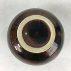 Japanese Ceramic Sake Cup Vtg Pottery Guinomi Sakazuki Ochoko Brown Stripe G4