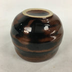 Japanese Ceramic Sake Cup Vtg Pottery Guinomi Sakazuki Ochoko Brown Stripe G4