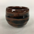 Japanese Ceramic Sake Cup Vtg Pottery Guinomi Sakazuki Ochoko Brown Stripe G4
