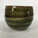 Japanese Ceramic Sake Cup Vtg Pottery Guinomi Sakazuki Ochoko Green Stripe G5