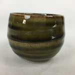 Japanese Ceramic Sake Cup Vtg Pottery Guinomi Sakazuki Ochoko Green Stripe G5