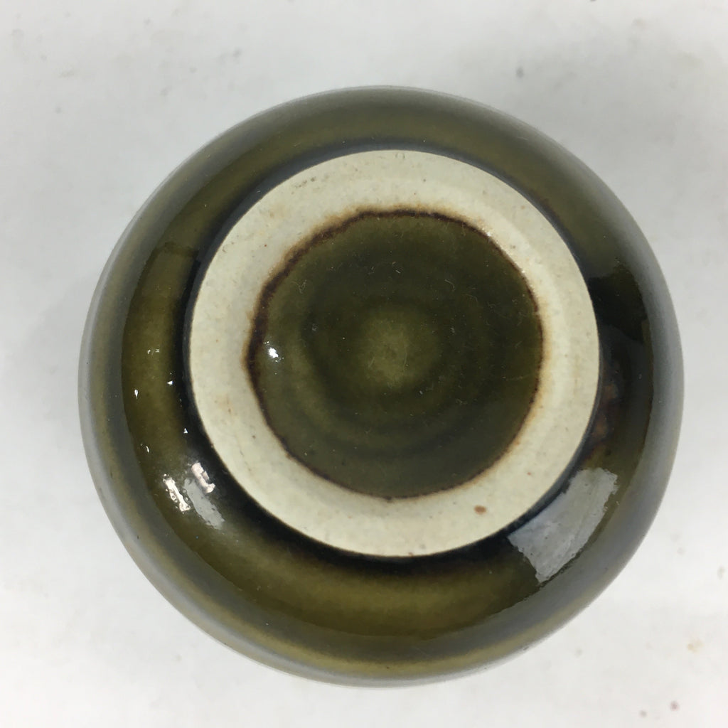 Japanese Ceramic Sake Cup Vtg Pottery Guinomi Sakazuki Ochoko Green Stripe G5