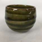 Japanese Ceramic Sake Cup Vtg Pottery Guinomi Sakazuki Ochoko Green Stripe G5