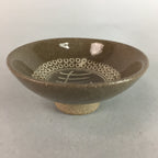 Japanese Ceramic Sake Cup Vtg Pottery Kanji Dot Design Guinomi Sakazuki GU469