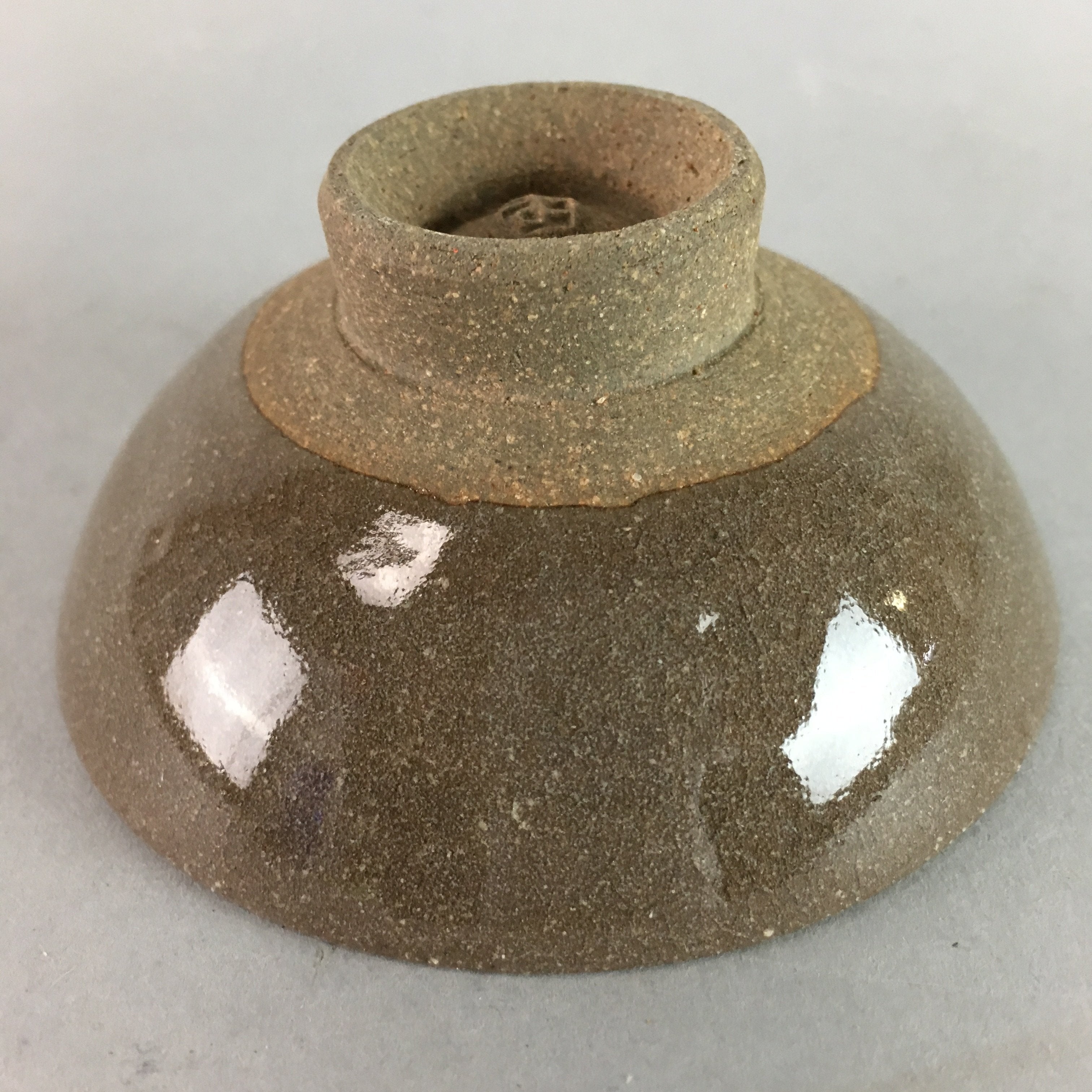 Japanese Ceramic Sake Cup Vtg Pottery Kanji Dot Design Guinomi Sakazuki GU469
