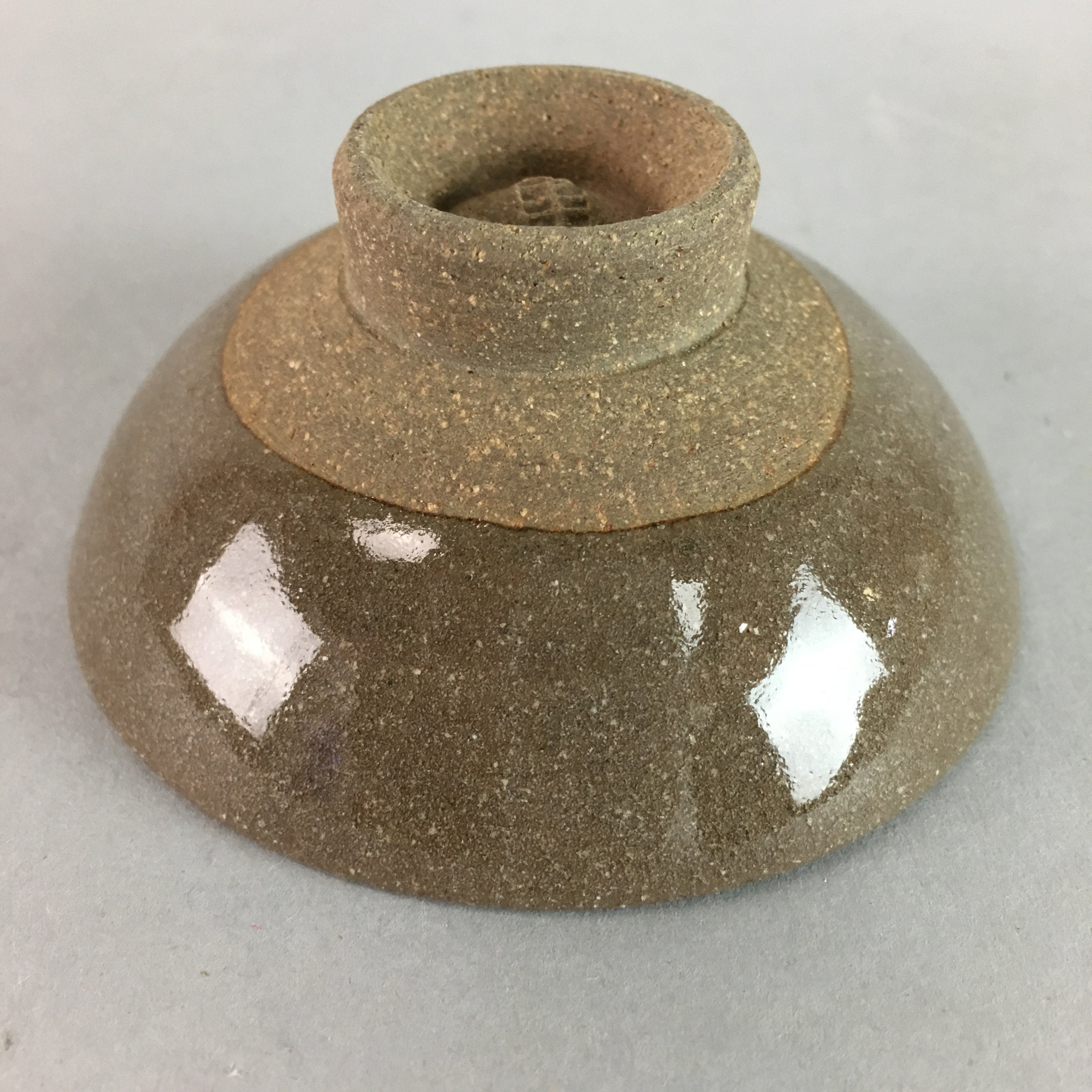 Japanese Ceramic Sake Cup Vtg Pottery Kanji Dot Design Guinomi Sakazuki GU469