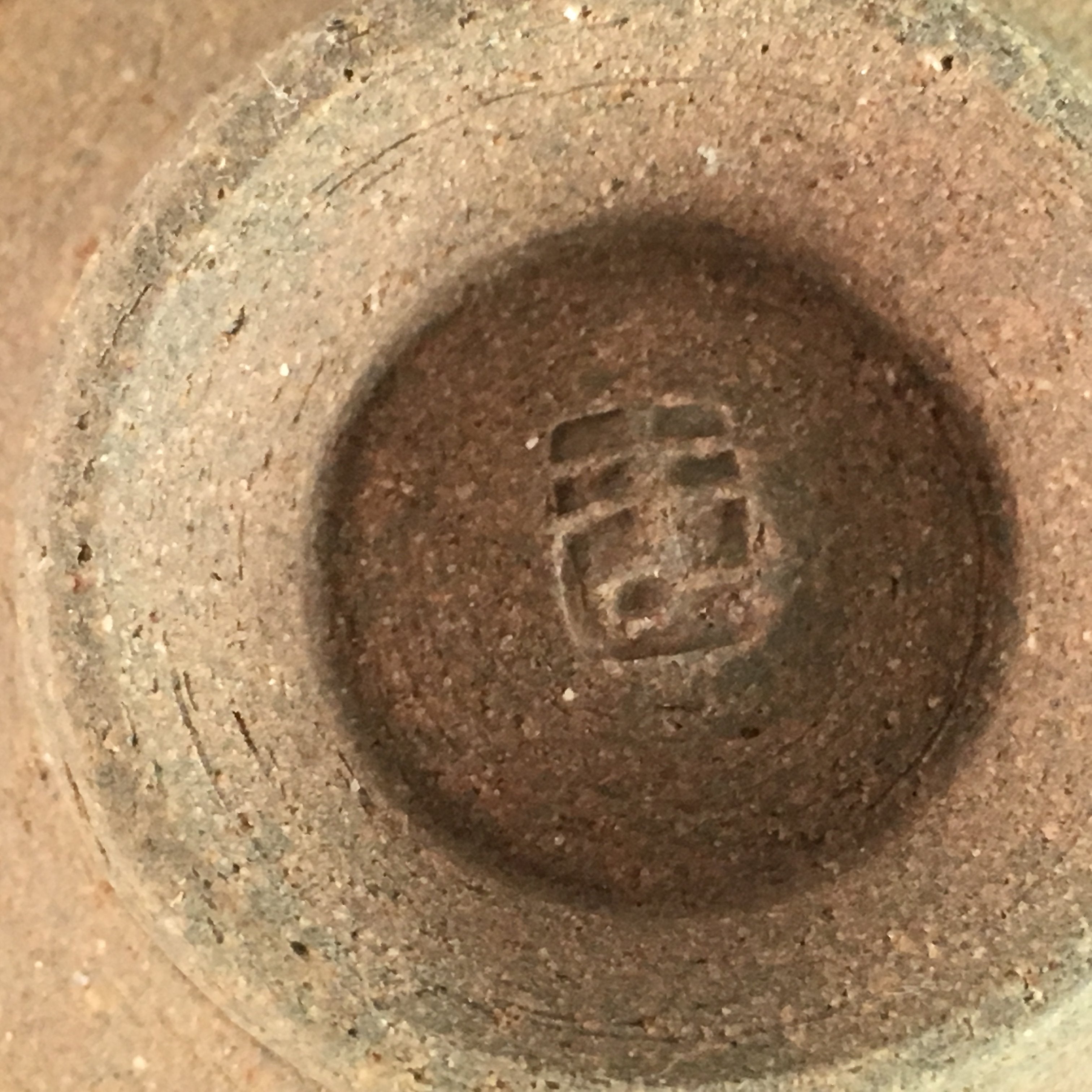 Japanese Ceramic Sake Cup Vtg Pottery Kanji Dot Design Guinomi Sakazuki GU471