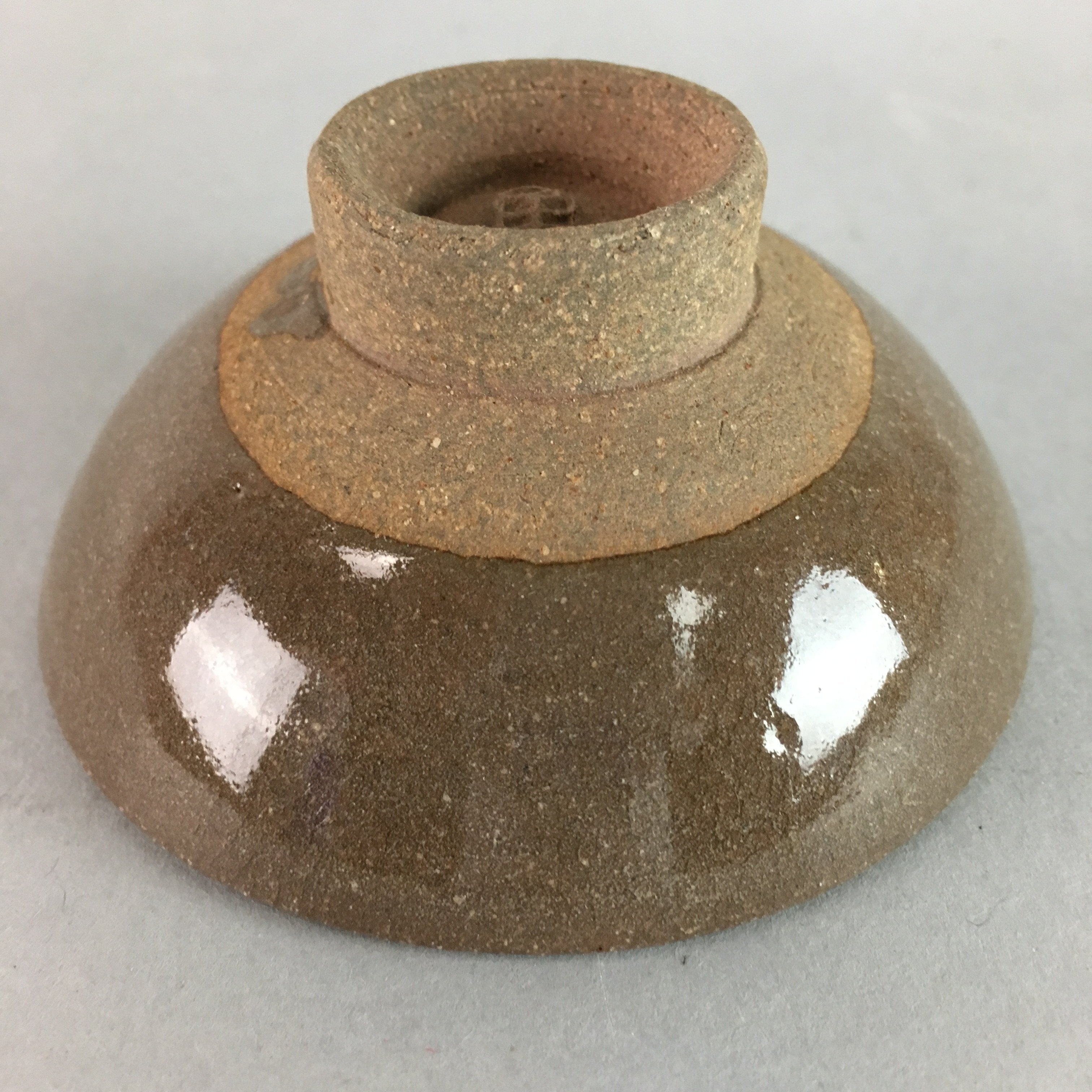 Japanese Ceramic Sake Cup Vtg Pottery Kanji Dot Design Guinomi Sakazuki GU471
