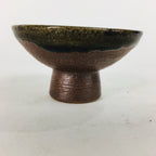 Japanese Ceramic Sake Cup Vtg Pottery Sakazuki Ochoko Brown Bluish White GU 918