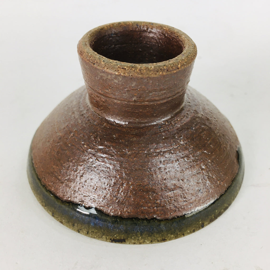 Japanese Ceramic Sake Cup Vtg Pottery Sakazuki Ochoko Brown Bluish White GU 918