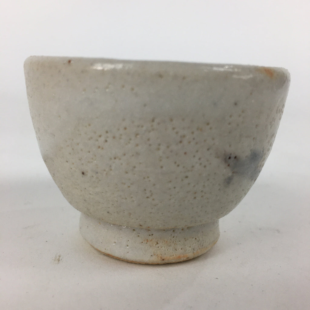 Japanese Ceramic Sake Cup Vtg Pottery Shino White Glaze Guinomi Ochoko G32