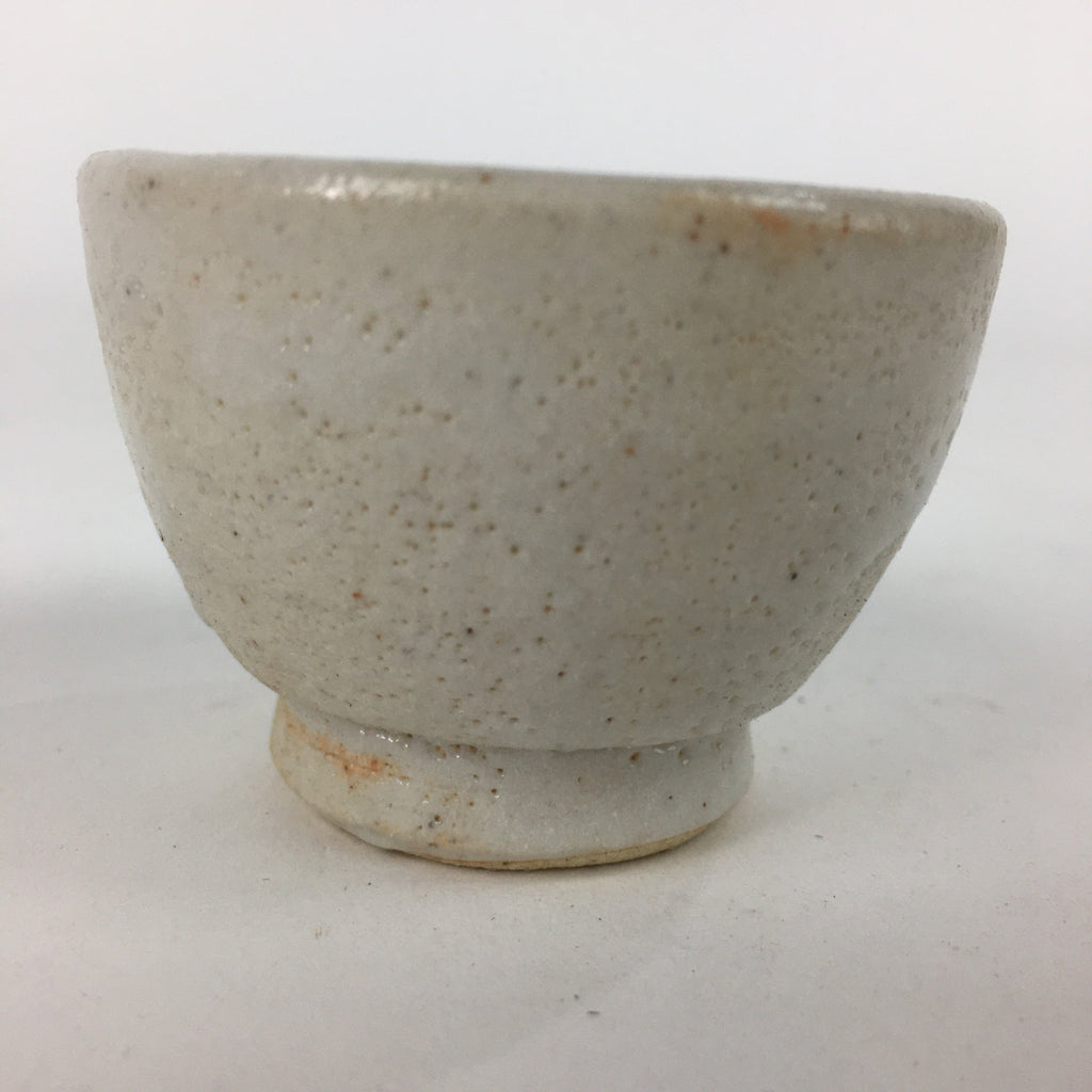 Japanese Ceramic Sake Cup Vtg Pottery Shino White Glaze Guinomi Ochoko G32