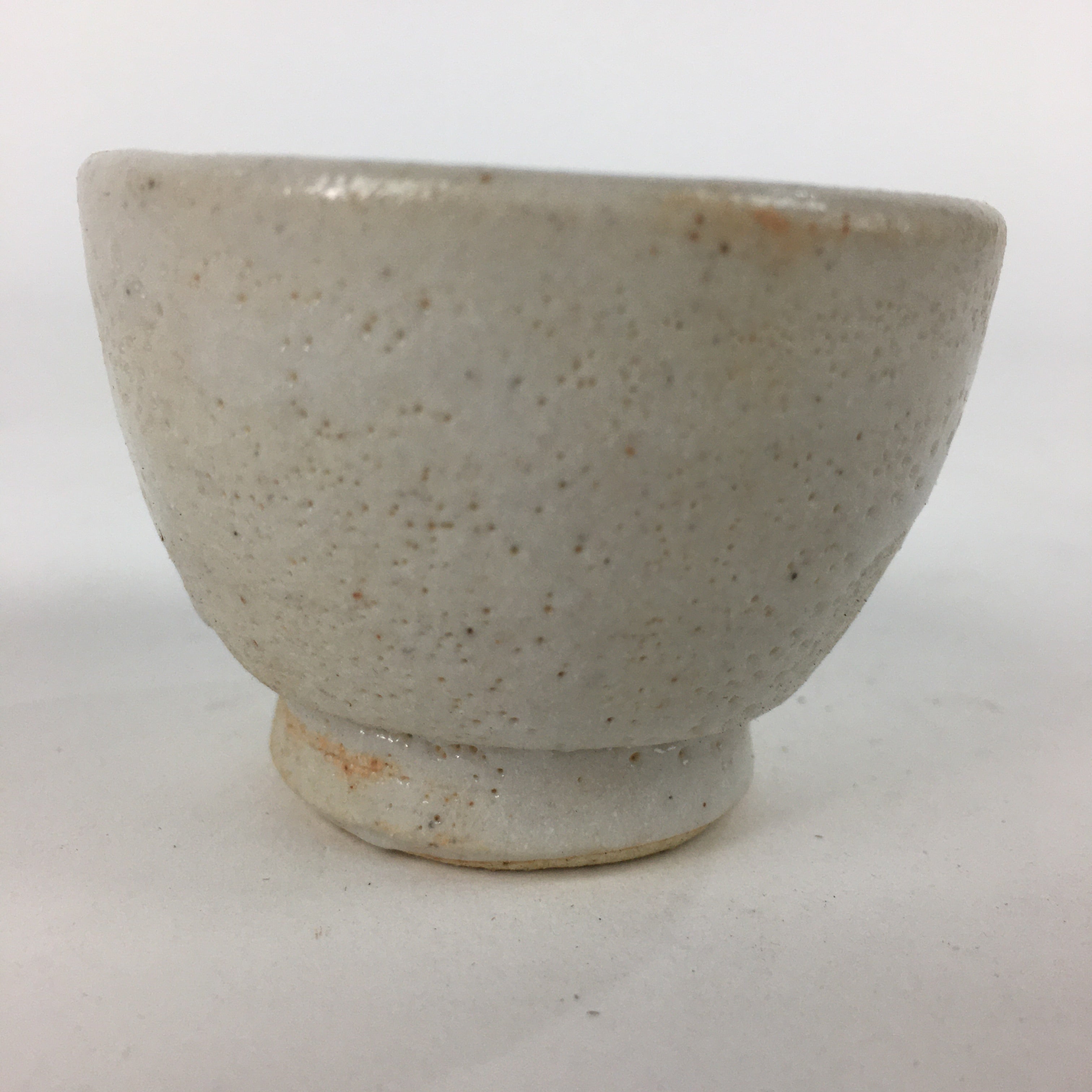 Japanese Ceramic Sake Cup Vtg Pottery Shino White Glaze Guinomi Ochoko G32