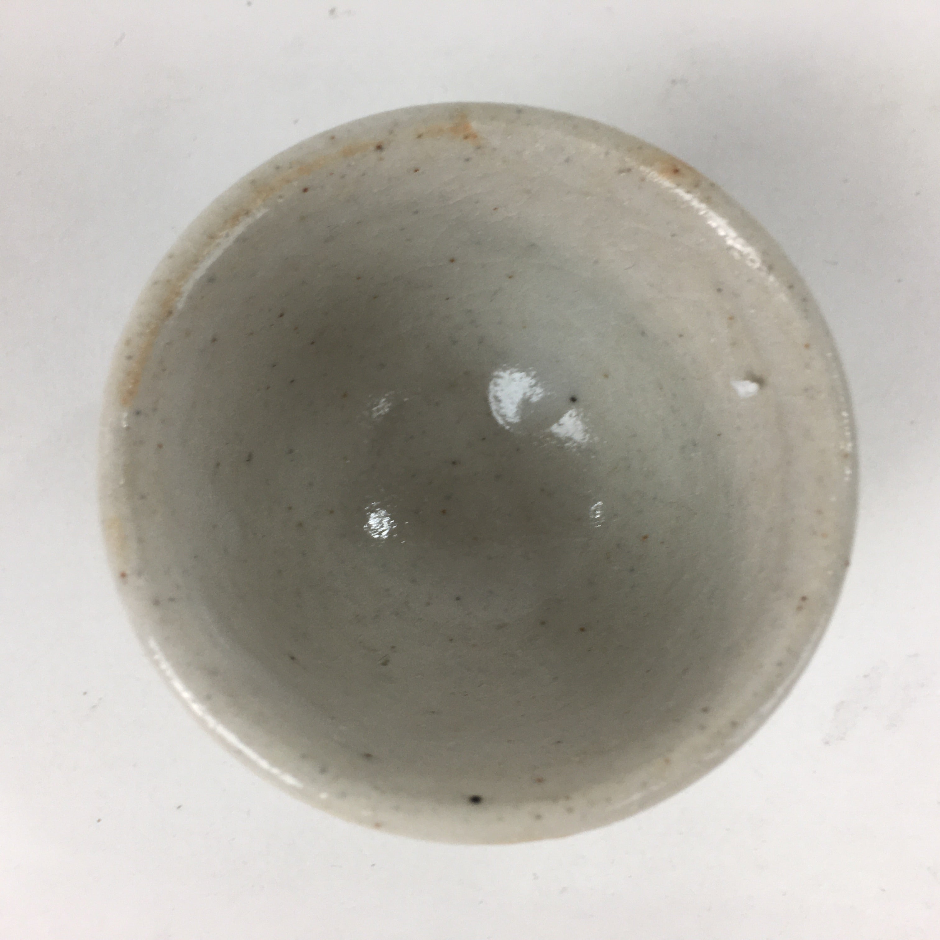 Japanese Ceramic Sake Cup Vtg Pottery Shino White Glaze Guinomi Ochoko G32
