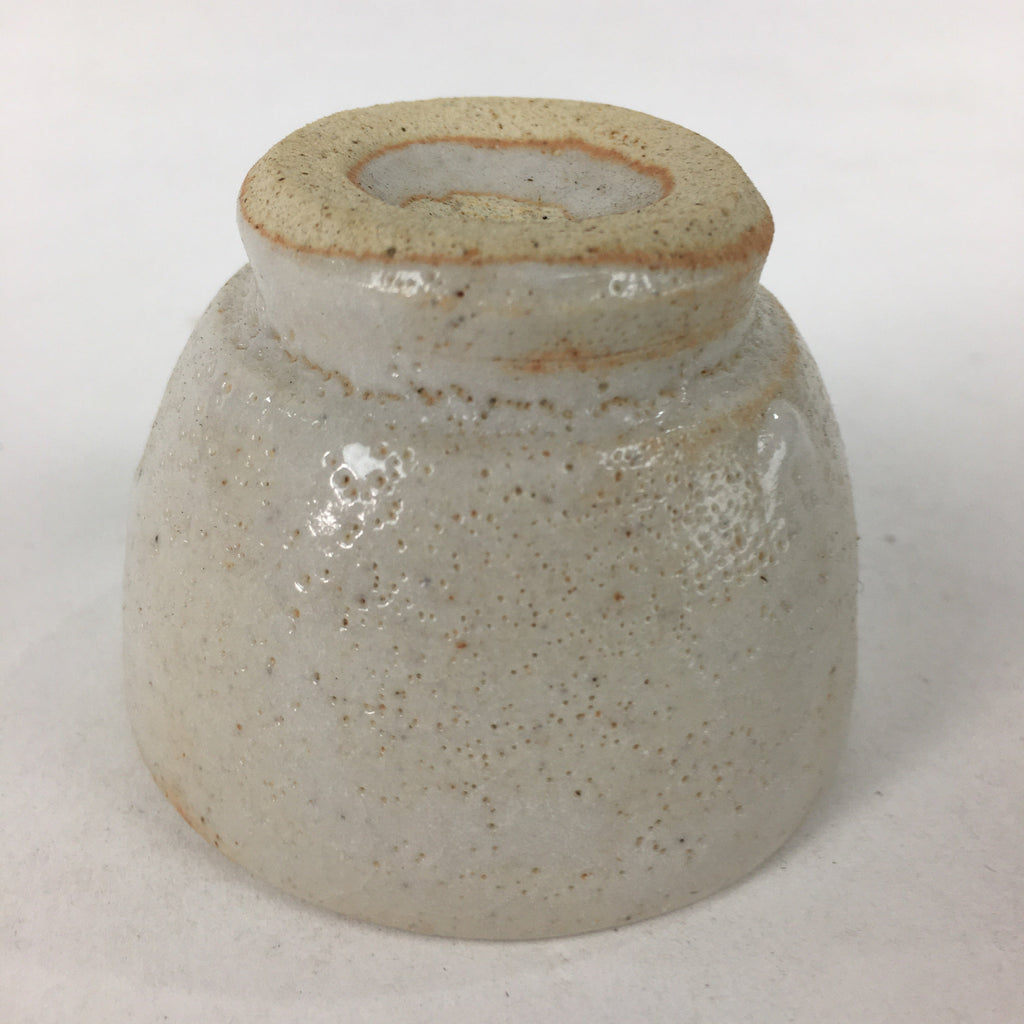 Japanese Ceramic Sake Cup Vtg Pottery Shino White Glaze Guinomi Ochoko G32