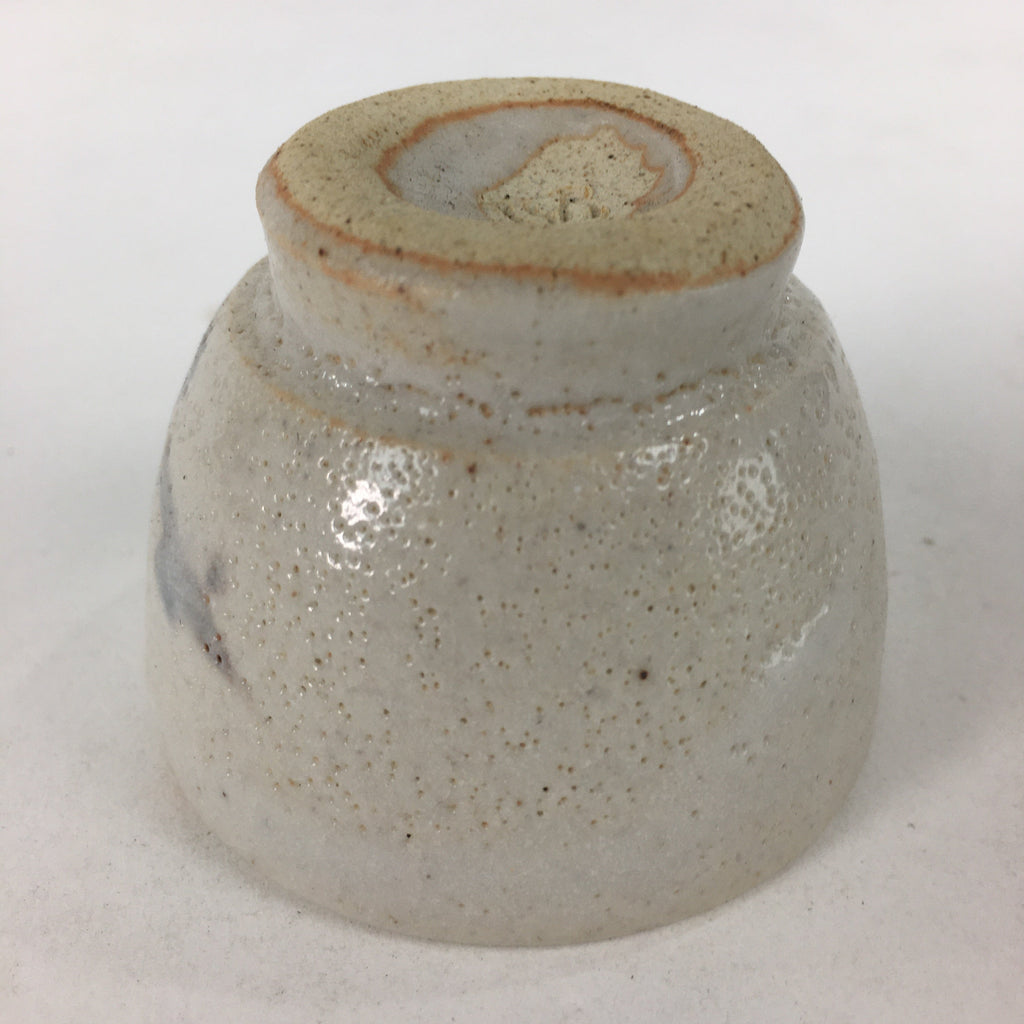 Japanese Ceramic Sake Cup Vtg Pottery Shino White Glaze Guinomi Ochoko G32
