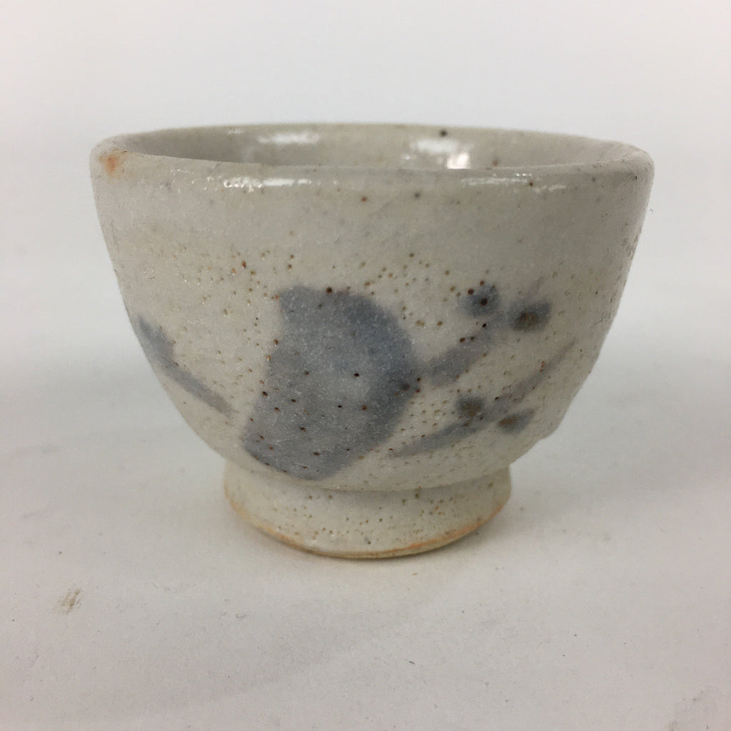 Japanese Ceramic Sake Cup Vtg Pottery Shino White Glaze Guinomi Ochoko G32