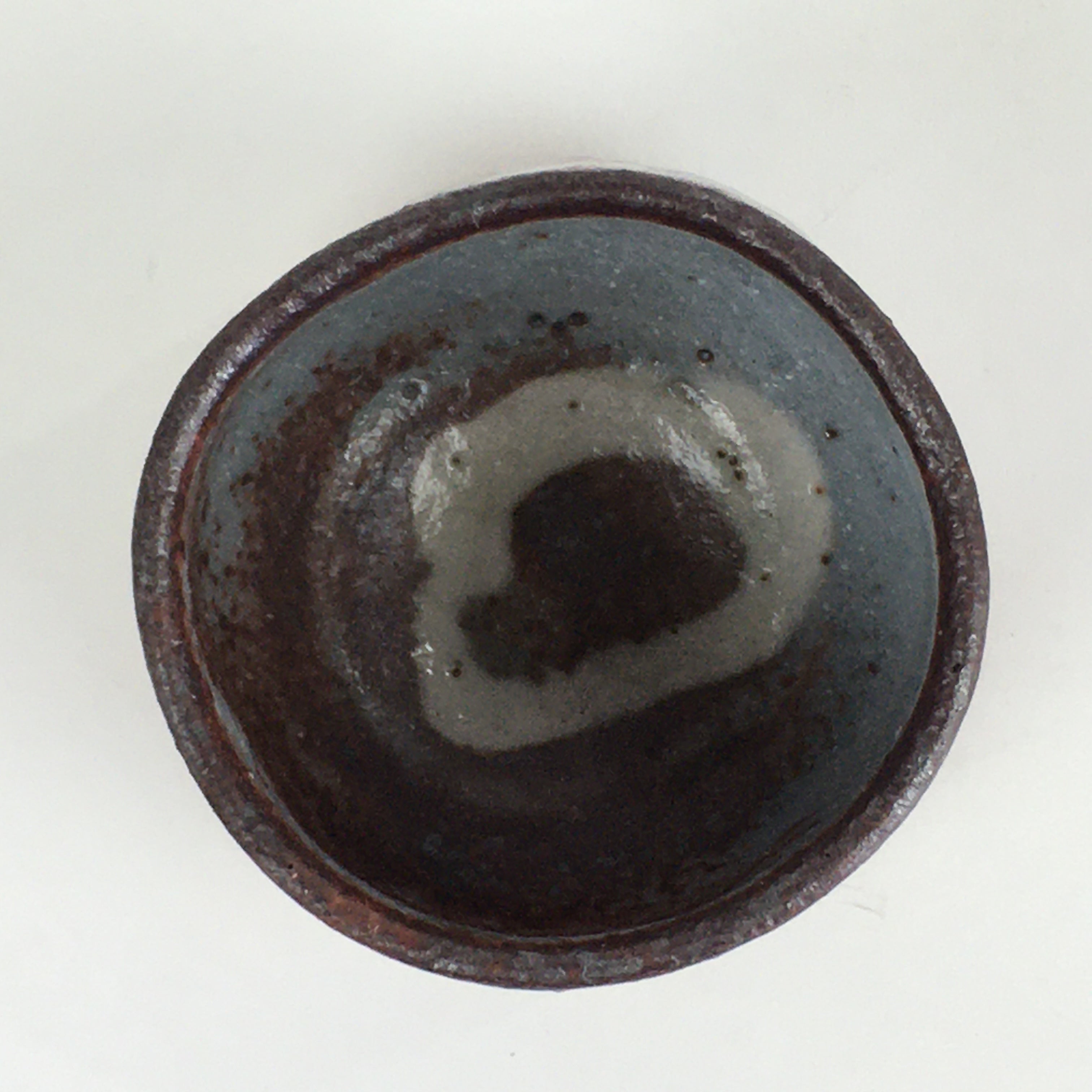 Japanese Ceramic Sake Cup Vtg Pottery White Glaze Guinomi Ochoko G47