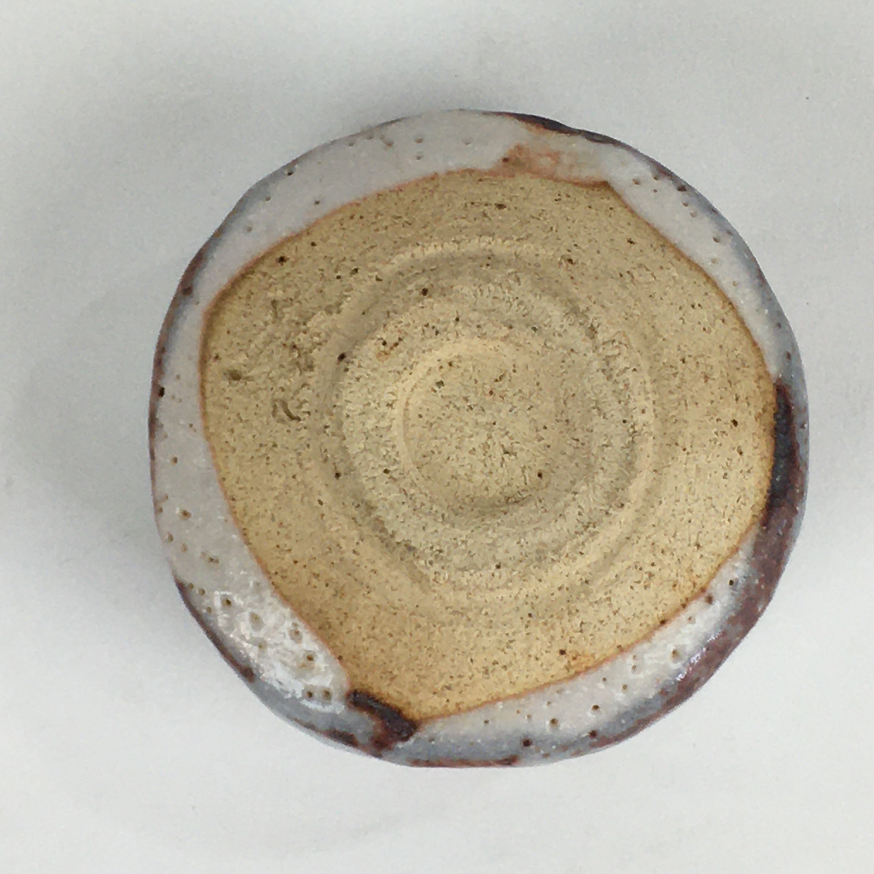 Japanese Ceramic Sake Cup Vtg Pottery White Glaze Guinomi Ochoko G47