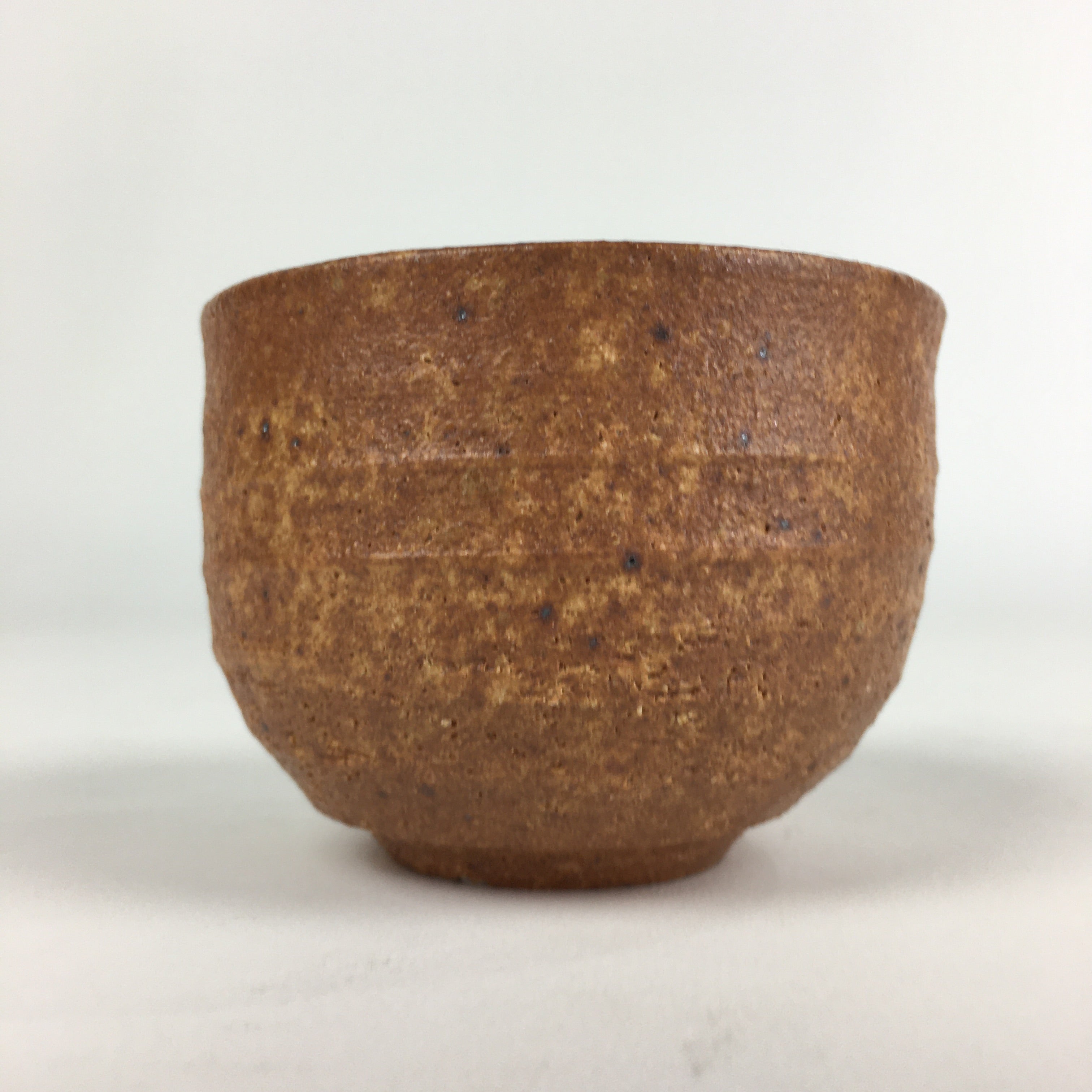 Japanese Ceramic Sake Cup Vtg Pottery Yakimono Guinomi Ochoko Brown G51