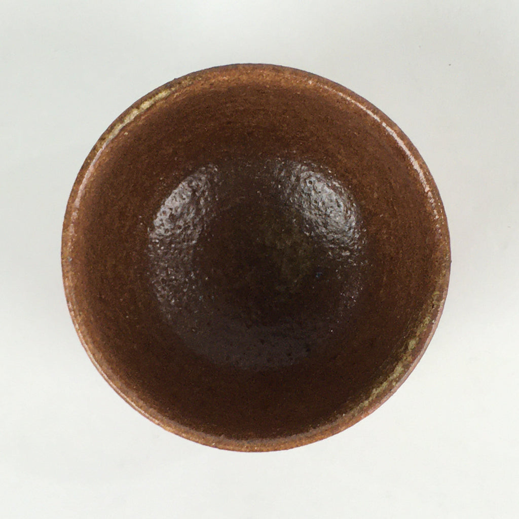 Japanese Ceramic Sake Cup Vtg Pottery Yakimono Guinomi Ochoko Brown G51