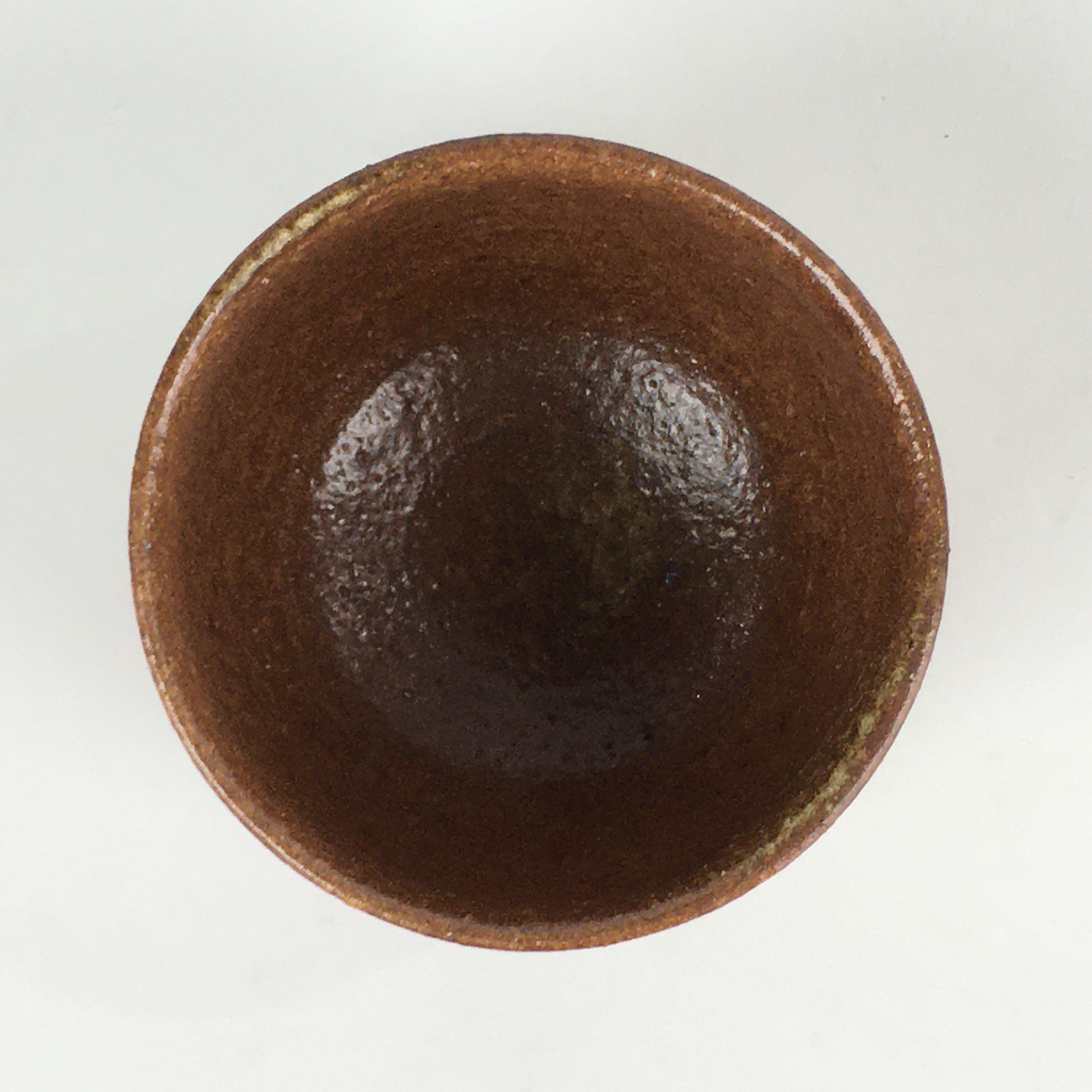 Japanese Ceramic Sake Cup Vtg Pottery Yakimono Guinomi Ochoko Brown G51