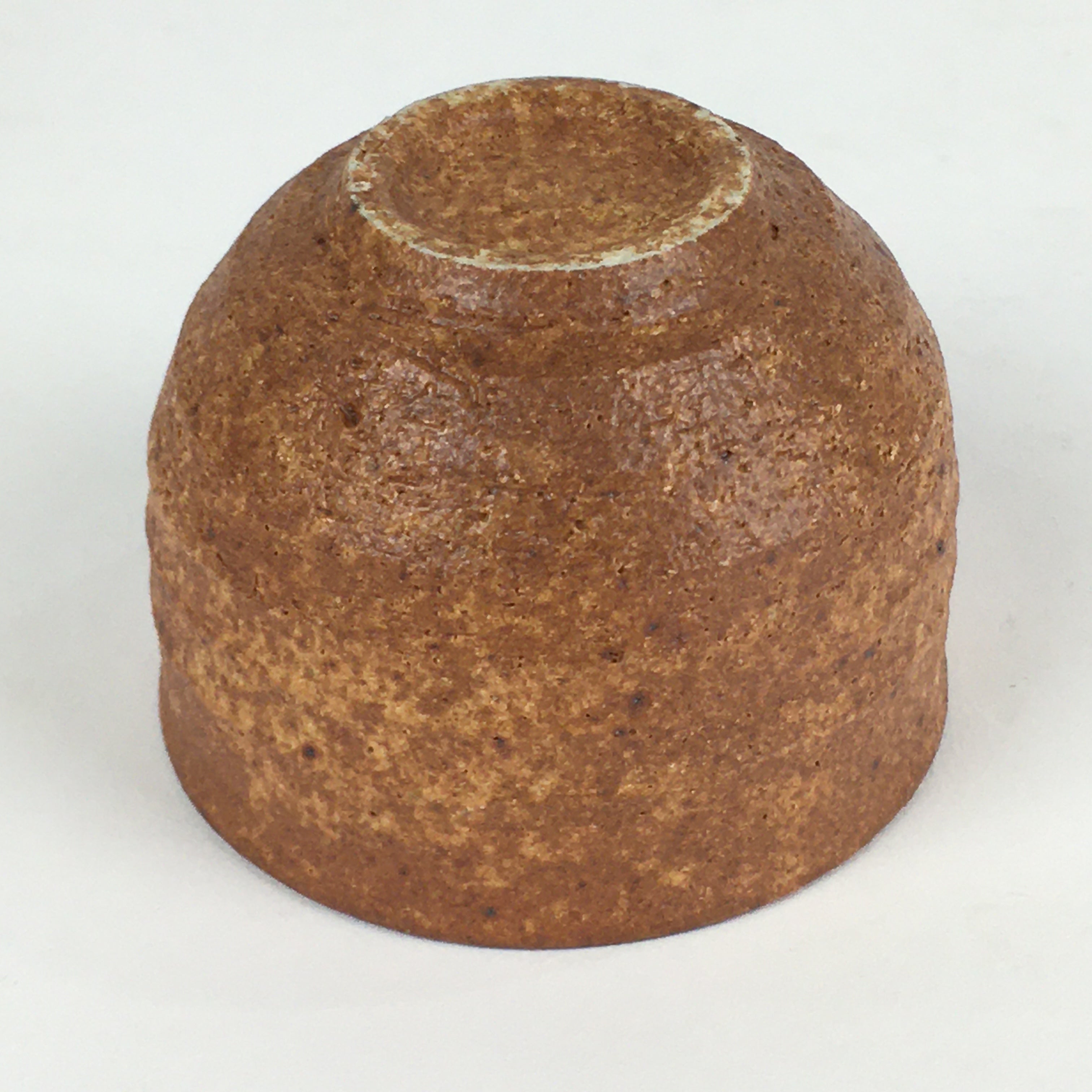 Japanese Ceramic Sake Cup Vtg Pottery Yakimono Guinomi Ochoko Brown G51
