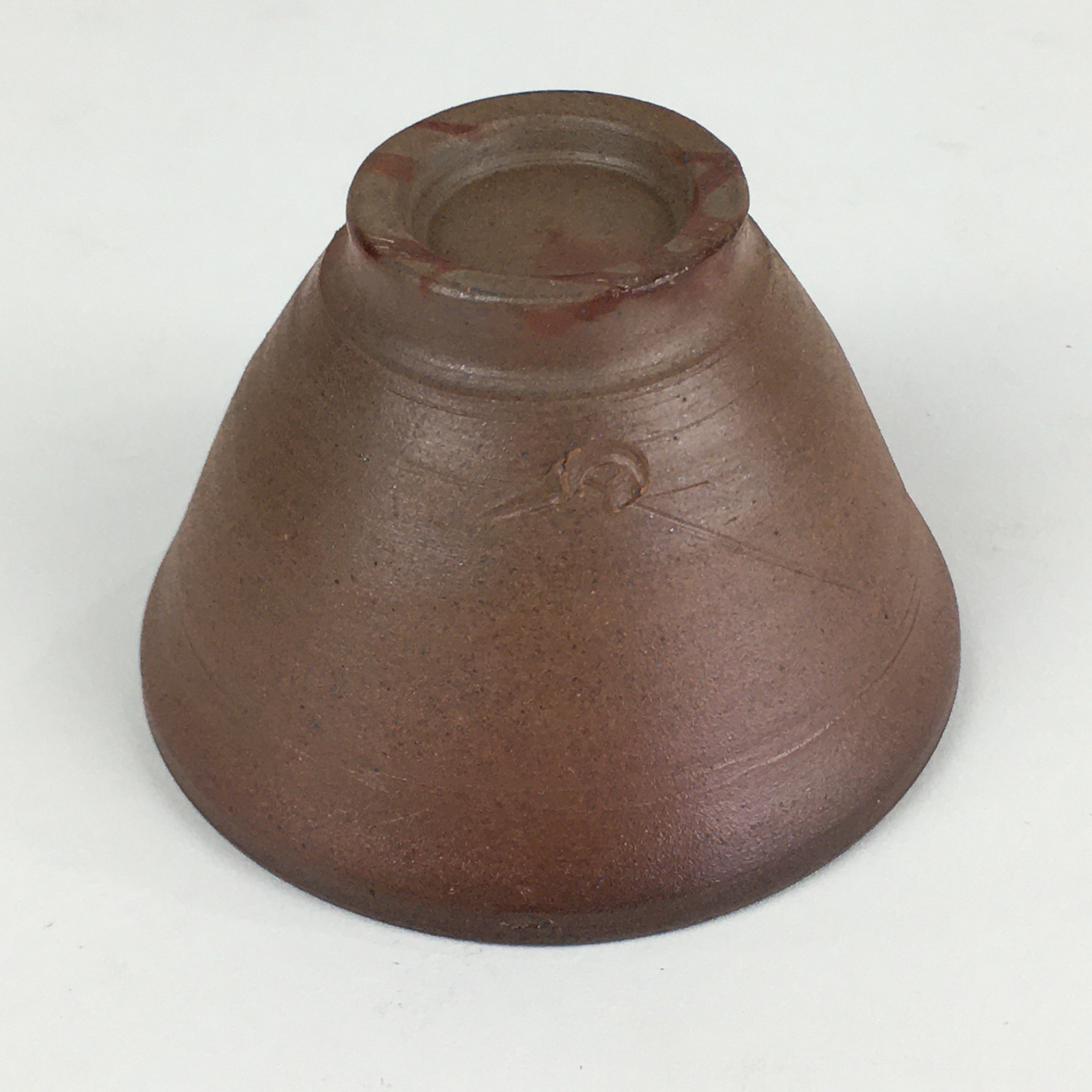 Japanese Ceramic Sake Cup Vtg Pottery Yakimono Guinomi Ochoko Brown G52