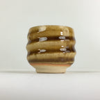 Japanese Ceramic Sake Cup Vtg Pottery Yellow Glaze Guinomi Ochoko G50