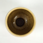 Japanese Ceramic Sake Cup Vtg Pottery Yellow Glaze Guinomi Ochoko G50